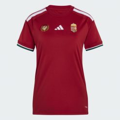 Koszulka domowa Węgry 26. Czerwone t-shirty sportowe adidas, l, bez wzorów, z materiału, bez ramiączek, do piłki nożnej, climacool (adidas). Za 439.00 zł.