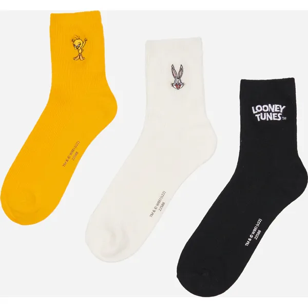 Długie skarpetki z haftem 3-pak Looney Tunes - Wielobarwny. Skarpetki House, bez wzorów. W wyprzedaży za 29.99 zł.