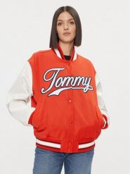 Tommy Jeans Kurtka bomber Letterman DW0DW17233 Czerwony Relaxed Fit. Czerwone kurtki Tommy Jeans, l, bez wzorów, z jeansu, bez kaptura. Za 639.99 zł.