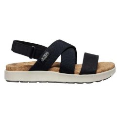 Sandały turystyczne damskie Keen Elle Criss Cross. Czarne sandały Keen, bez wzorów, z gumy, eleganckie, bez obcasa, bez zapięcia. Za 247.00 zł.