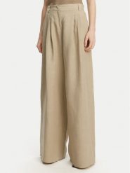 Marella Spodnie palazzo Zama 2513131132200 Khaki Regular Fit. Brązowe spodnie materiałowe Marella, bez wzorów, ze lnu. Za 719.99 zł.