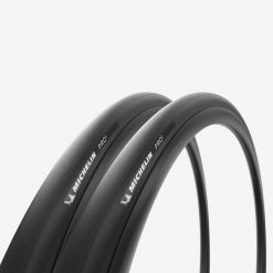 Zestaw 2 opon rowerowych szosowych Michelin Pro 5 700x25 miękkie stopki. Skarpetki MICHELIN, bez wzorów, z gumy. Za 299.99 zł.