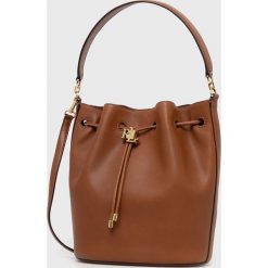 Lauren Ralph Lauren torebka skórzana kolor brązowy. Brązowe torebki klasyczne Lauren Ralph Lauren, bez wzorów, na ramię, bez dodatków. Za 1,759.90 zł.