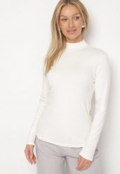 Biała Bluzka Golf Typu Longsleeve Altera. Białe bluzki Born2be, l, bez wzorów, z jeansu, biznesowe, bez ramiączek. Za 49.99 zł.