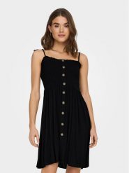 ONLY Sukienka letnia Annika 15193884 Czarny Regular Fit. Czarne sukienki ONLY, bez wzorów, z wiskozy, bez kołnierzyka, bez ramiączek. Za 99.99 zł.