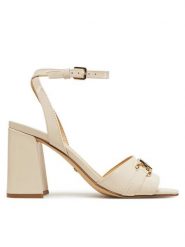 Guess Sandały FLJGRT LEA03 Beżowy. Brązowe sandały Guess, z aplikacjami, ze skóry, bez obcasa, na słupku, bez zapięcia. Za 479.99 zł.