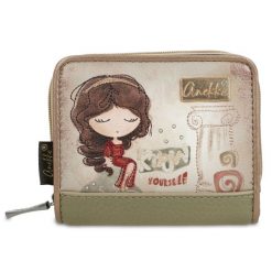 Beżowy Damski Kompaktowy Portfel Anekke. Brązowe portfele Anekke, bez wzorów, z materiału. Za 129.00 zł.