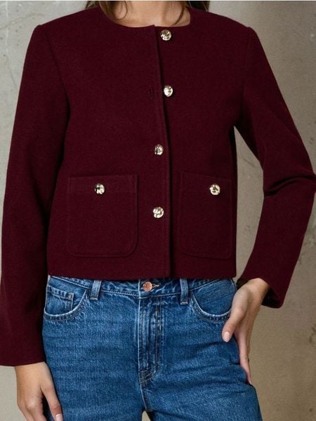 Kurtka przejściowa - bordowy. Czerwone kurtki Sinsay, l, bez wzorów, bez kaptura. Za 59.99 zł.