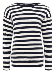 Zwillingsherz Sweter "Stripes" w kolorze granatowo-kremowym rozmiar: XL. Brązowe swetry Zwillingsherz, xl, bez wzorów, z kaszmiru, bez ramiączek. Za 193.24 zł.