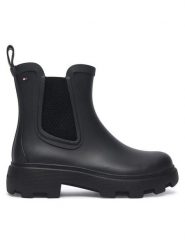 Tommy Hilfiger Kalosze Flag Cleated FW0FW09387 Czarny. Czarne kalosze Tommy Hilfiger, bez wzorów, z gumy, bez zapięcia. Za 449.99 zł.