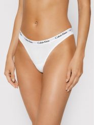 Calvin Klein Underwear Stringi 0000D1617E Biały. Białe stringi Calvin Klein Underwear, bez wzorów, z bawełny. Za 49.99 zł.