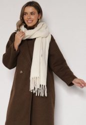 Jasnobeżowy Klasyczny Szalik Zdobiony Frędzlami Vetilana. Brązowe szaliki i kominy Born2be, z aplikacjami, z jeansu, biznesowe. Za 44.99 zł.