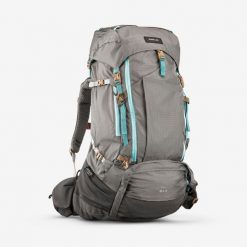 Plecak trekkingowy damski Forclaz MT 500 Air 55+10 l. Szare plecaki FORCLAZ, bez wzorów, z poliamidu, bez dodatków. Za 499.99 zł.