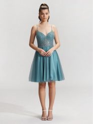 Hey Kyla Sukienka koktajlowa 5AG014HK Niebieski Regular Fit. Niebieskie sukienki Hey Kyla, bez wzorów, z syntetyku, wizytowe, bez kołnierzyka, bez ramiączek. Za 389.99 zł.