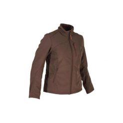 Kurtka SOFTSHELL myśliwska 500 damska. Brązowe kurtki przejściowe sportowe SOLOGNAC, bez wzorów, z elastanu, bez kaptura. Za 249.99 zł.