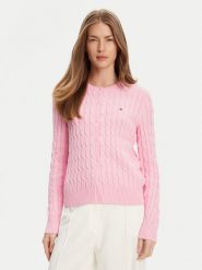 Tommy Hilfiger Kardigan WW0WW46514 Różowy Regular Fit. Czerwone swetry Tommy Hilfiger, s, bez wzorów, z bawełny, bez ramiączek. Za 649.99 zł.