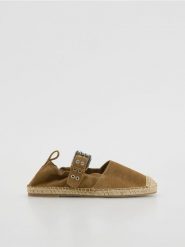 Skórzane espadryle - beżowy. Brązowe espadryle Reserved, bez wzorów, ze skóry, bez obcasa. Za 159.99 zł.