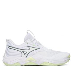Buty halowe Mizuno. Białe buty treningowe Mizuno, bez wzorów, bez zapięcia, mizuno wave. Za 709.99 zł.