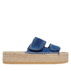 Espadryle LOVE MOSCHINO. Niebieskie espadryle Love Moschino, bez wzorów, bez obcasa. Za 869.99 zł.