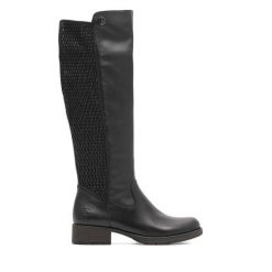 Kozaki Rieker. Czarne kozaki Rieker, bez wzorów, bez obcasa, na słupku, bez zapięcia. Za 423.99 zł.