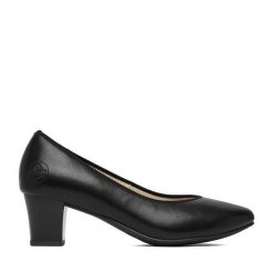 Czółenka Rieker. Czarne czółenka Rieker, bez wzorów, bez obcasa, bez zapięcia. Za 339.99 zł.
