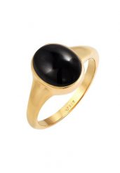 Elli Damski sygnet owalny z kamieniem szlachetnym onyx w pozłacanym srebrze 925 Sterling Silver Pierścionki 1 ct. Szare pierścionki Elli, z onyksem, pozłacane. Za 328.99 zł.