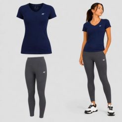 ZESTAW DAMSKI 4F T-SHIRT + LEGGINSY SPORTOWY KOMPLET NA CO DZIEŃ L SS26. Legginsy 4f, l, bez wzorów, z bawełny, bez ramiączek, na fitness i siłownię. Za 119.98 zł.