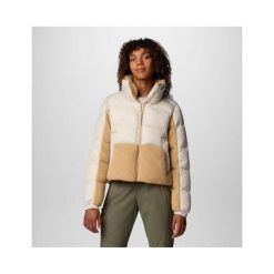 Kurtka ocieplana damska Columbia Leadbetter Point II Sherpa Hybrid. Białe kurtki narciarskie Columbia, na zimę, bez wzorów, bez kaptura, narciarskie. Za 574.99 zł.