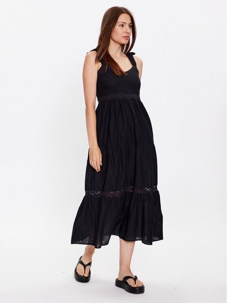 Brave Soul Sukienka letnia LDRW-569LEILA Czarny Relaxed Fit. Czarne sukienki Brave Soul, s, bez wzorów, z bawełny, bez kołnierzyka, bez ramiączek. Za 83.99 zł.