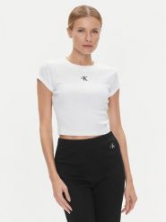 Calvin Klein Jeans T-Shirt J20J218337 Biały Slim Fit. Białe t-shirty Calvin Klein Jeans, xxl, bez wzorów, z bawełny, bez kołnierzyka, bez ramiączek. Za 129.99 zł.