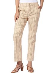 Heine Spodnie w kolorze beżowo-białym rozmiar: 44. Brązowe spodnie materiałowe Heine, bez wzorów, z materiału. Za 104.99 zł.
