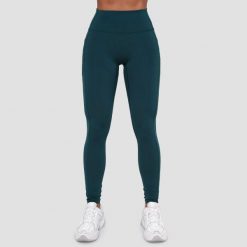 Legginsy damskie fitness z kieszeniami ciemnozielone Ignite. Zielone legginsy GYMBEAM, bez wzorów, z elastanu. Za 112.90 zł.
