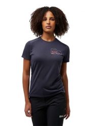Jack Wolfskin Koszulka funkcyjna "Vonnan" w kolorze granatowym rozmiar: M. Niebieskie t-shirty sportowe Jack Wolfskin, m, bez wzorów, z materiału, bez ramiączek, outdoorowe. Za 101.23 zł.