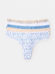 Bawełniane stringi z motywem morskim 5 pack - wielobarwny. Zielone stringi Sinsay, bez wzorów, z bawełny. Za 29.99 zł.