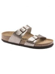 Birkenstock Klapki "Sydney" w kolorze szarobrązowym rozmiar: 41. Brązowe klapki Birkenstock, bez wzorów, z materiału, klasyczne, z otwartym noskiem, bez obcasa, bez zapięcia. Za 313.27 zł.