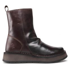 Botki Fly London. Brązowe botki Fly London, bez wzorów, bez obcasa, na płaskiej podeszwie, bez zapięcia. Za 659.99 zł.