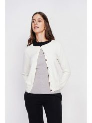 ASSUILI Kardigan w kolorze białym rozmiar: 40. Białe swetry Assuili, bez wzorów, klasyczne, bez ramiączek. Za 113.99 zł.