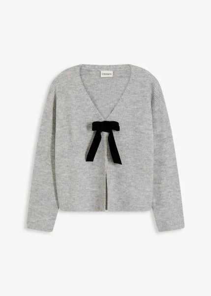 Kardigan. Szare swetry bonprix, bez wzorów, bez ramiączek. Za 112.99 zł.