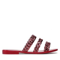Klapki Melissa. Czerwone klapki Melissa, bez wzorów, bez obcasa, bez zapięcia. Za 269.99 zł.