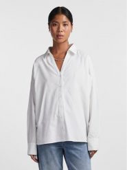 Pieces Koszula 17143675 Biały Oversize. Białe koszule Pieces, xs, bez wzorów, z bawełny, bez kołnierzyka, bez ramiączek. Za 109.99 zł.