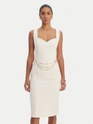 Fracomina Sukienka koktajlowa FR26SD2017W42901 Écru Slim Fit. Sukienki Fracomina, xl, bez wzorów, z syntetyku, wizytowe, bez kołnierzyka, bez ramiączek. Za 699.99 zł.