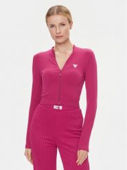 Guess Bluza V4RP01 Z3CC0 Różowy Slim Fit. Czerwone bluzy Guess, l, z aplikacjami, z syntetyku, bez kaptura. Za 139.99 zł.