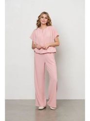 &Co Woman Spodnie "Nelly" w kolorze jasnoróżowym rozmiar: L. Różowe spodnie materiałowe &Co Woman, bez wzorów, z materiału, z podwyższonym stanem. Za 217.99 zł.