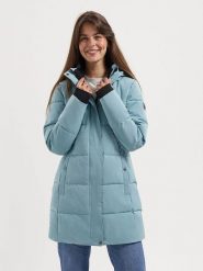 TRAVELIN' Płaszcz zimowy w kolorze błękitnym rozmiar: XL. Niebieskie płaszcze Travelin', na zimę, xl, bez wzorów, z puchu, bez kaptura. Za 448.99 zł.