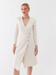 Pinko Sukienka codzienna Angolare 100943 A0HM Biały Regular Fit. Białe sukienki Pinko, na co dzień, bez wzorów, z wiskozy, bez kołnierzyka, bez ramiączek, proste. Za 719.99 zł.