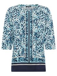 Olsen Bluzka w kolorze turkusowo-białym rozmiar: 46. Białe bluzki Olsen, bez wzorów, z bawełny, bez kołnierzyka, bez ramiączek. Za 69.75 zł.