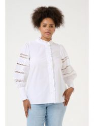 KAFFE curve Bluzka w kolorze białym rozmiar: 44. Białe bluzki KAFFE curve, bez wzorów, z bawełny, bez kołnierzyka, bez ramiączek. Za 104.99 zł.