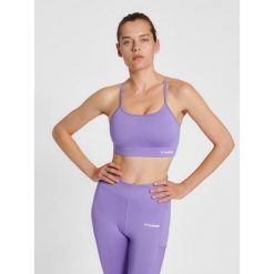 Damski usztywniany biustonosz sportowy Hummel MT Chipo. Fioletowe biustonosze sportowe Hummel, bez wzorów, na fitness i siłownię. Za 191.00 zł.