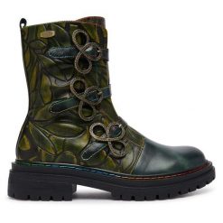 Botki Laura Vita. Zielone botki LAURA VITA, bez wzorów, bez obcasa, na słupku, bez zapięcia. Za 689.99 zł.