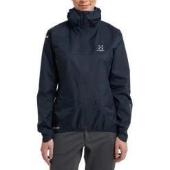 Kurtka przeciwdeszczowa damska Haglöfs L.I.M GTX. Niebieskie kurtki Haglöfs, l, bez wzorów, bez kaptura, trekkingowe. Za 649.99 zł.